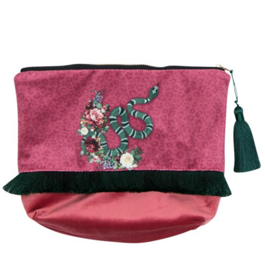 Cosmetic bag velvet Snake print