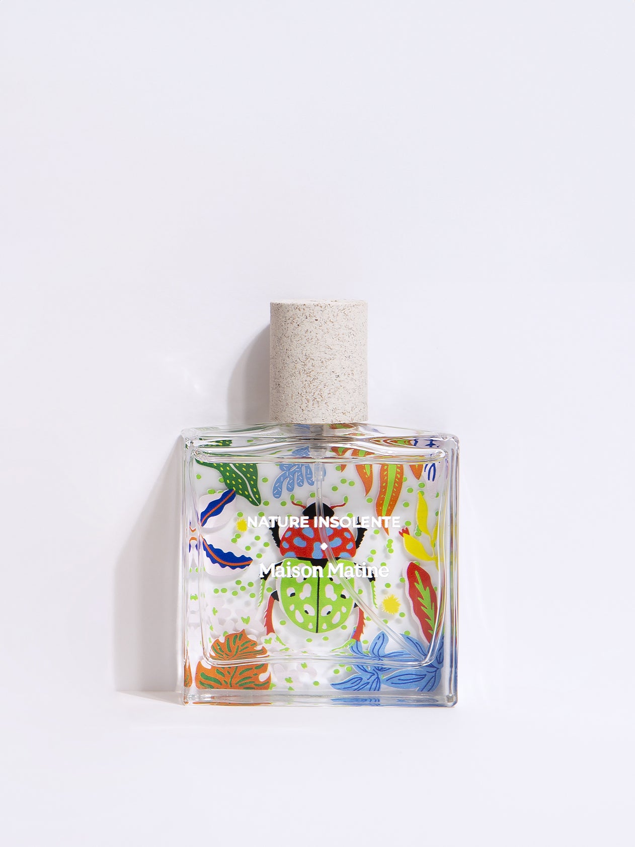 Nature insolente from Maison Matine, perfume with Beetle illustration on the bottle, perfume con ilustración de escarabajo en el bote