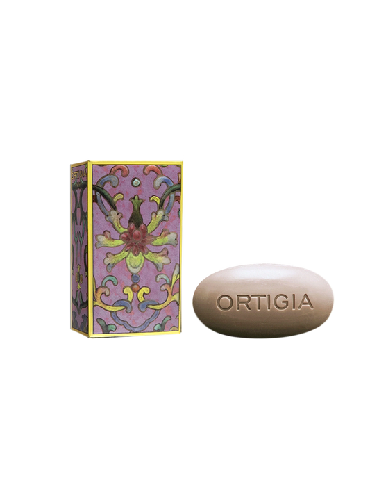 Ortigia Aragona lila soap 40g con caja decorada con flores y lila
