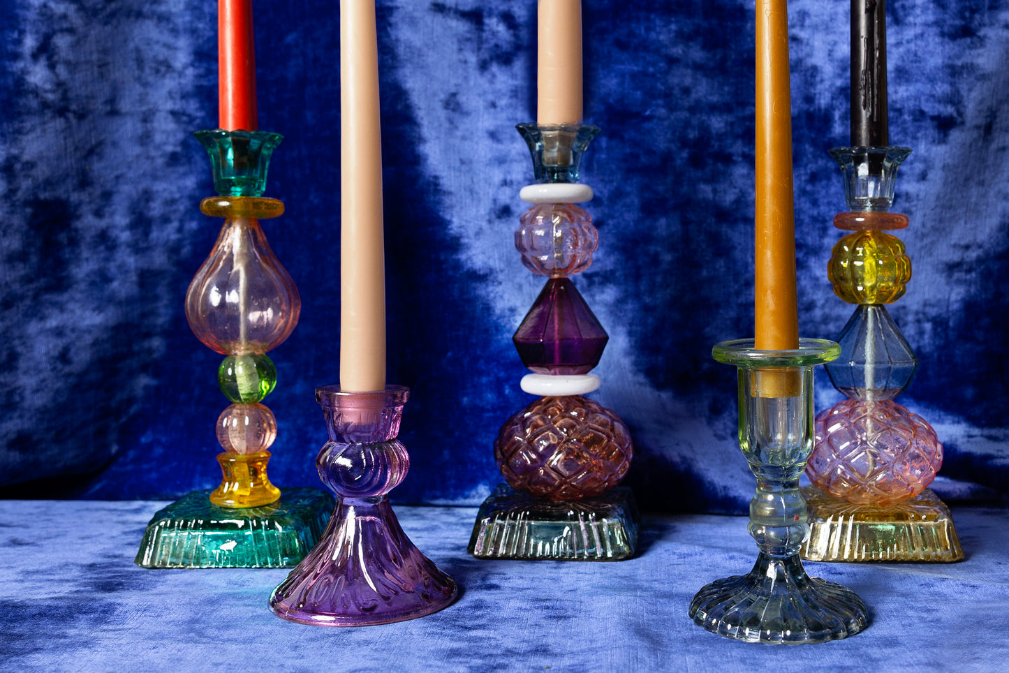 Candelabro en Vidrio Reciclado Morado
