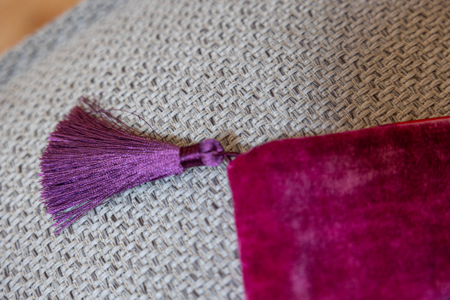 Satin Cushion Violet Velvet - Tassels