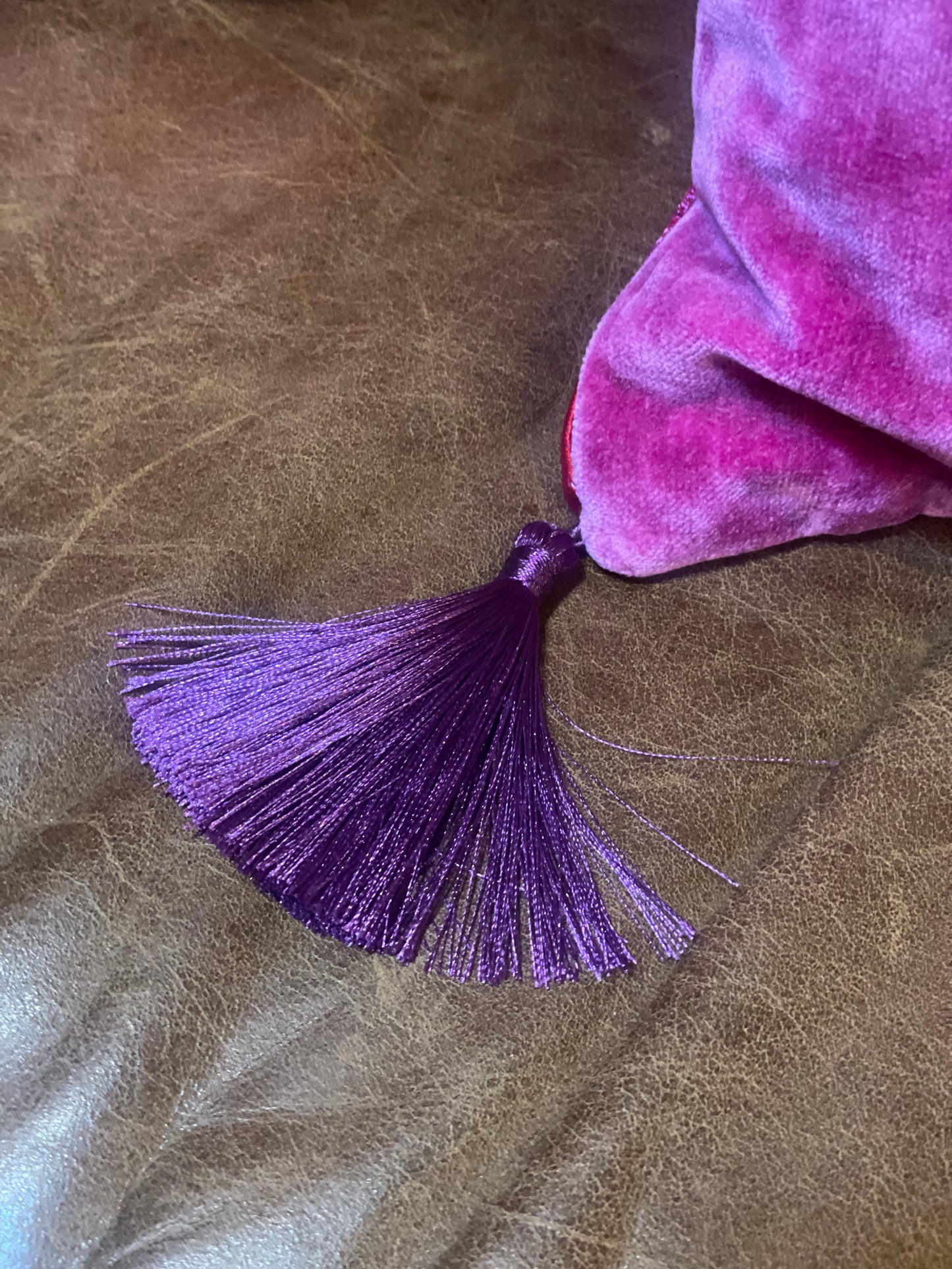 Satin Cushion Violet Velvet - Tassels