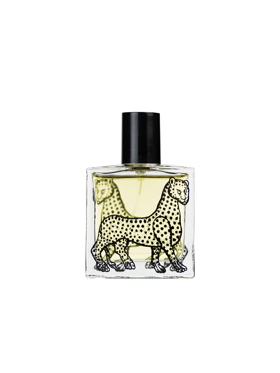 Frasco de perfume Ortigia Sicilia con diseño de guepardo con caja decorativa color verde y dorado para el perfume fico d'india