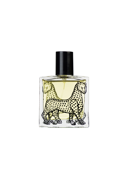 Frasco de perfume Ortigia Sicilia con diseño de guepardo con caja decorativa color verde y dorado para el perfume fico d'india