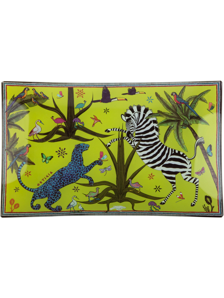 Ortigia Glass Plate Rectangle Jungle