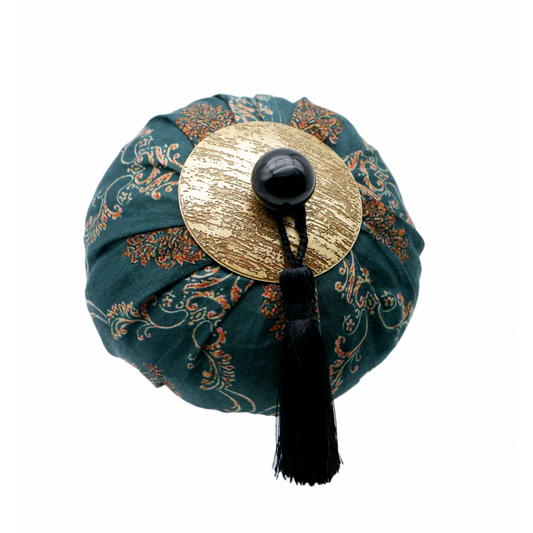 scented purse with vintage style in dark green